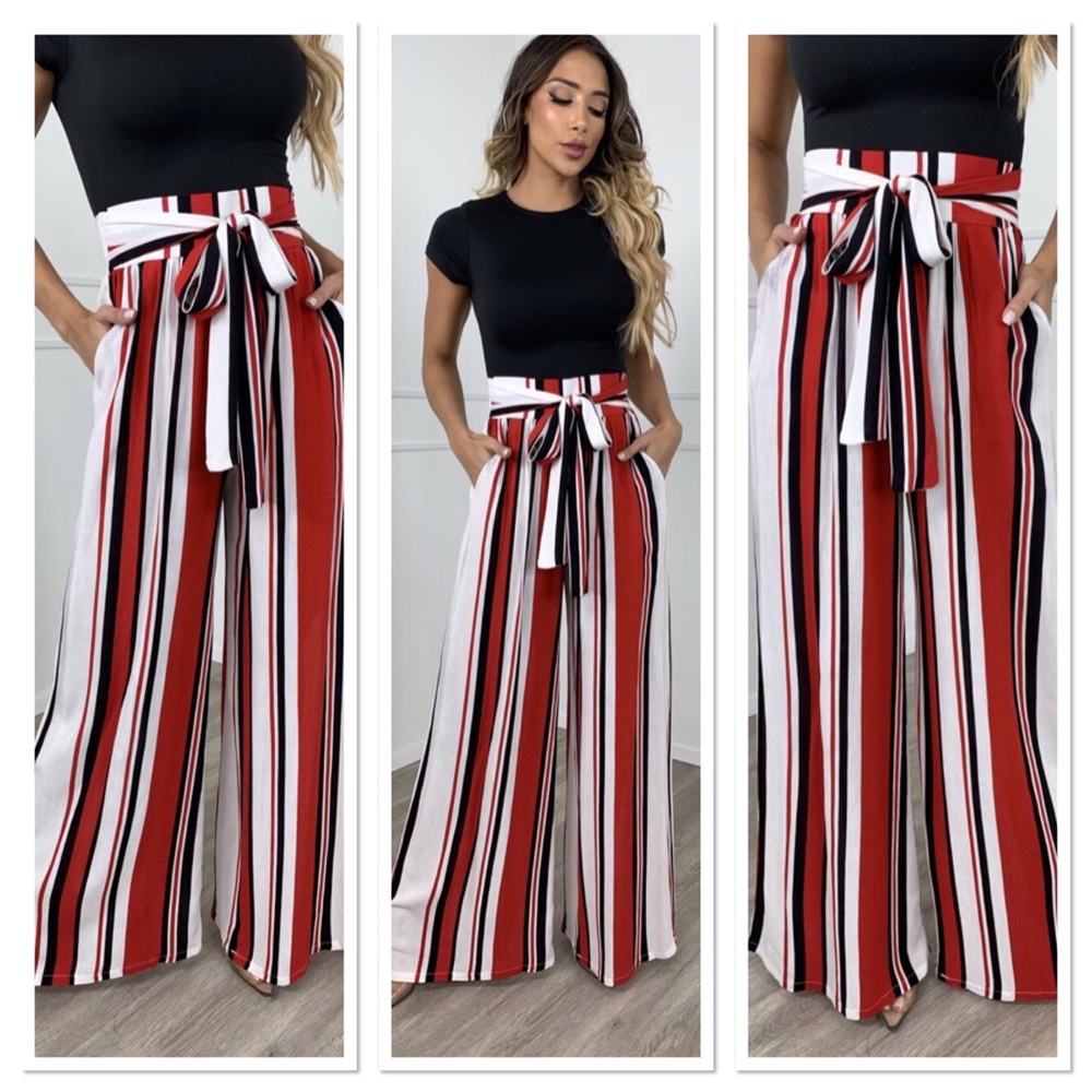 Stripes Wide Leg Pants
